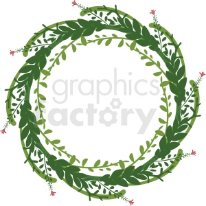 green floral wreath frame vector clipart