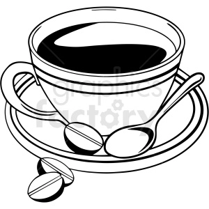 black and white coffee cup vector clipart