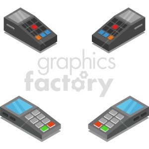 isometric pos payment system vector icon clipart 1