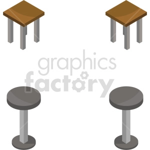 isometric bar stools vector icon clipart bundle