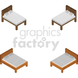 isometric bed vector icon clipart 1
