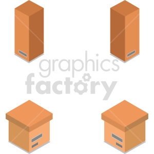 isometric boxes vector icon clipart 2