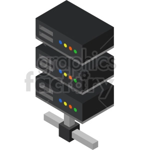 The clipart image shows a vector icon of server blocks, which are computer servers represented as rectangular blocks stacked vertically. This icon is commonly used in design or technology-related contexts to represent the concept of data storage and processing through servers.
