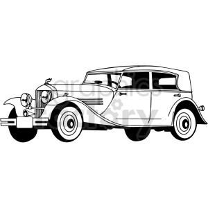 black and white old car vector clipart