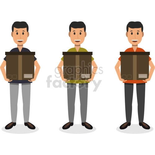 delivery men holding packages vector clipart bundle