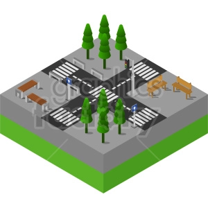 isometric traffic intersection vector graphic
