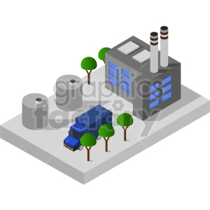 isometric factory building vector graphic