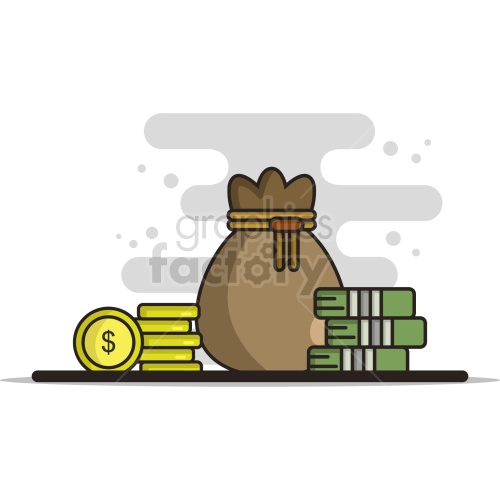 The clipart image depicts three bags of money, likely symbolizing wealth or financial success. The bags are illustrated in a cartoonish style and appear to be made of green-colored fabric. The image could represent business profits, bank deposits, or cash savings.
