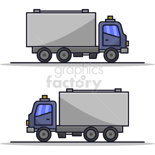 delivery box truck vector graphic set
