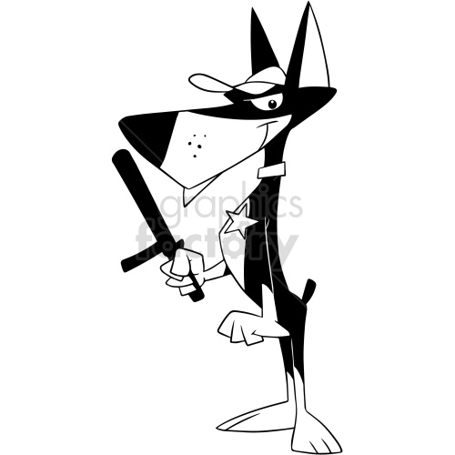 black and white cartoon dobermann security dog clipart