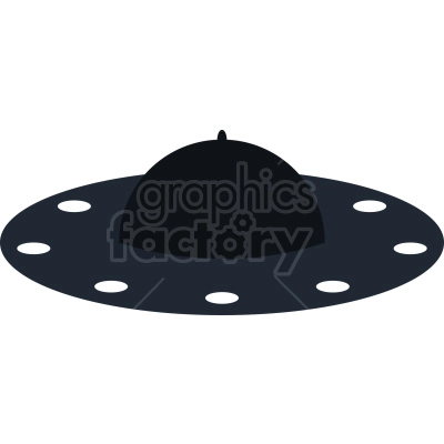 The clipart image shows the silhouette of an unidentified flying object (UFO) against a plain background. The image has a sci-fi theme and depicts a classic, fictional representation of a UFO commonly seen in movies and popular culture.
