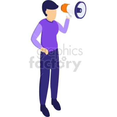 person speaking into megaphone