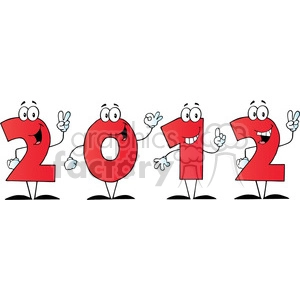 2095-2012-New-Year-Red-Numbers-Cartoon-Characters