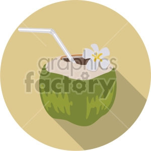 coconut water on circle background flat icons