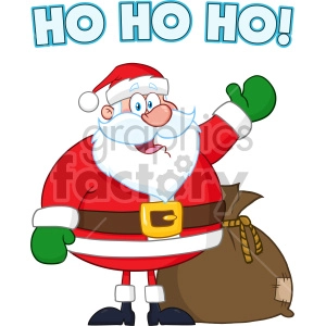 Happy Santa Claus Cartoon Mascot Character Waving Vector Illustration With Text