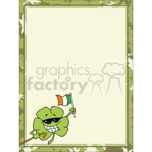 A Shamrock with Flagof Ireland in a green Irish border