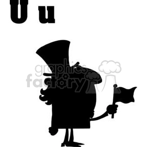 U is for Uncle Sam a black Silhouette on a White Background