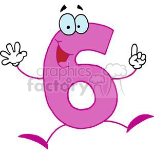 Happy Number 6 Holds up Six Fingers