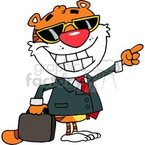 A Business Tiger Pointing Towards Success 