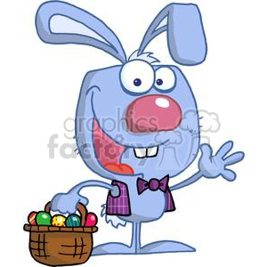 Happy Easter Bunny in a purple plad vest