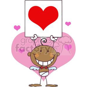 A baby African American Cupid Boy with Banner