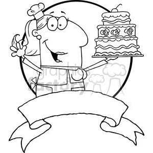 Banner of a woman baker holding a cake