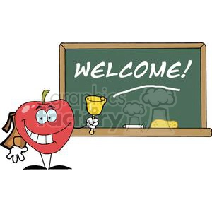 2878-Apple-Ringing-A-Bell-In-Front-A-School-Chalk-Board