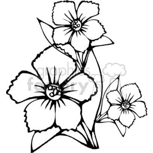 The clipart image shows a collection of three different flowers in black and white. These floral designs are organic in nature and can be used as decorative elements in various design projects.