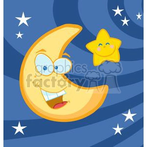 happy moon and star in the night sky