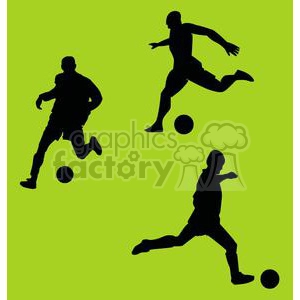 black shadows of people playing soccer with a green background