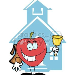 2854-Happy-Apple-Ringing-A-Bell-In-Front-A-School