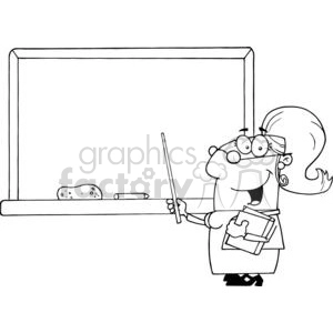 2989-School-Woman-Teacher-With-A-Pointer-Displayed-On-Chalk-Board