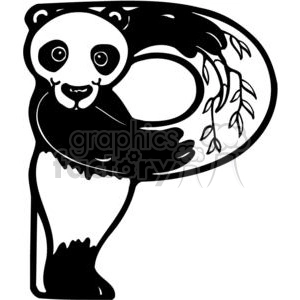 This clipart image features the letter P stylized with a panda bear design incorporated into it. The panda appears to be wrapped around the letter, with bamboo leaves also part of the design to create the shape of the P.