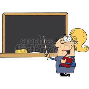 2990-School-Woman-Teacher-With-A-Pointer-Displayed-On-Chalk-Board
