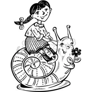 girl riding a snail