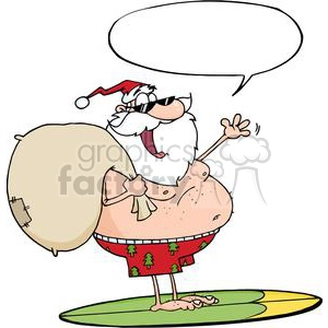 Santa-Claus-Carrying-His-Sack-While-Surfing-With-Speech-Bubble