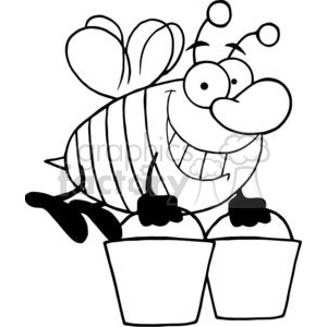 4104-Happy-Honey-Bee-Flying-With-A-Buckets