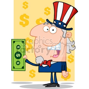 Uncle Sam Holding a Dollar Bill