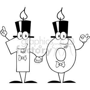 128123 RF Clipart Illustration Number Ten Candles Cartoon Character