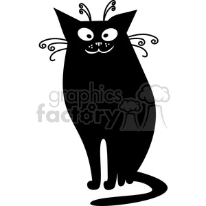 vector clip art illustration of black cat 017