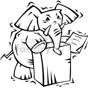 black and white Republican elephant at the podium