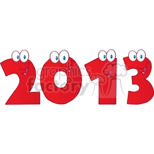 4987-Clipart-Illustration-of-2013-New-Year-Red-Numbers-Cartoon-Characters