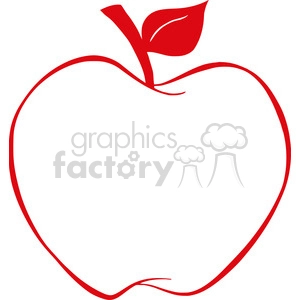 12923 RF Clipart Illustration Apple With Red Outline