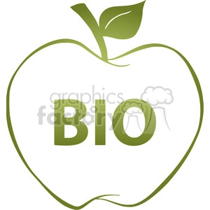 12922 RF Clipart Illustration Apple With Green Outline And Text BIO In Gradient