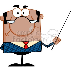 Clipart of Angry African American Business Manager With Pointer