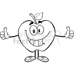 5966 Royalty Free Clip Art Apple Cartoon Mascot Character Giving A Thumb Up