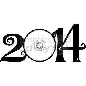 2014 with CD disc clipart