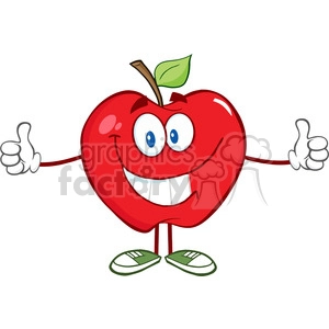 5796 Royalty Free Clip Art Apple Cartoon Mascot Character Giving A Thumb Up