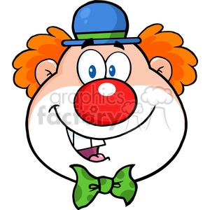 Royalty Free RF Clipart Illustration Funny Clown Head Cartoon Character