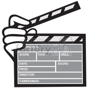 black and white movie clapboard front hand